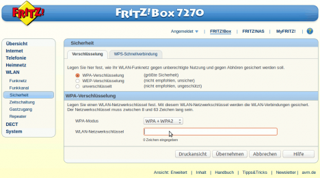WLAN Roaming FritzBox 7270 Sicherheit